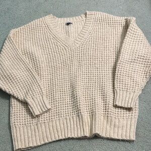 American Eagle Outfitters Cream V-Neck Sweater
